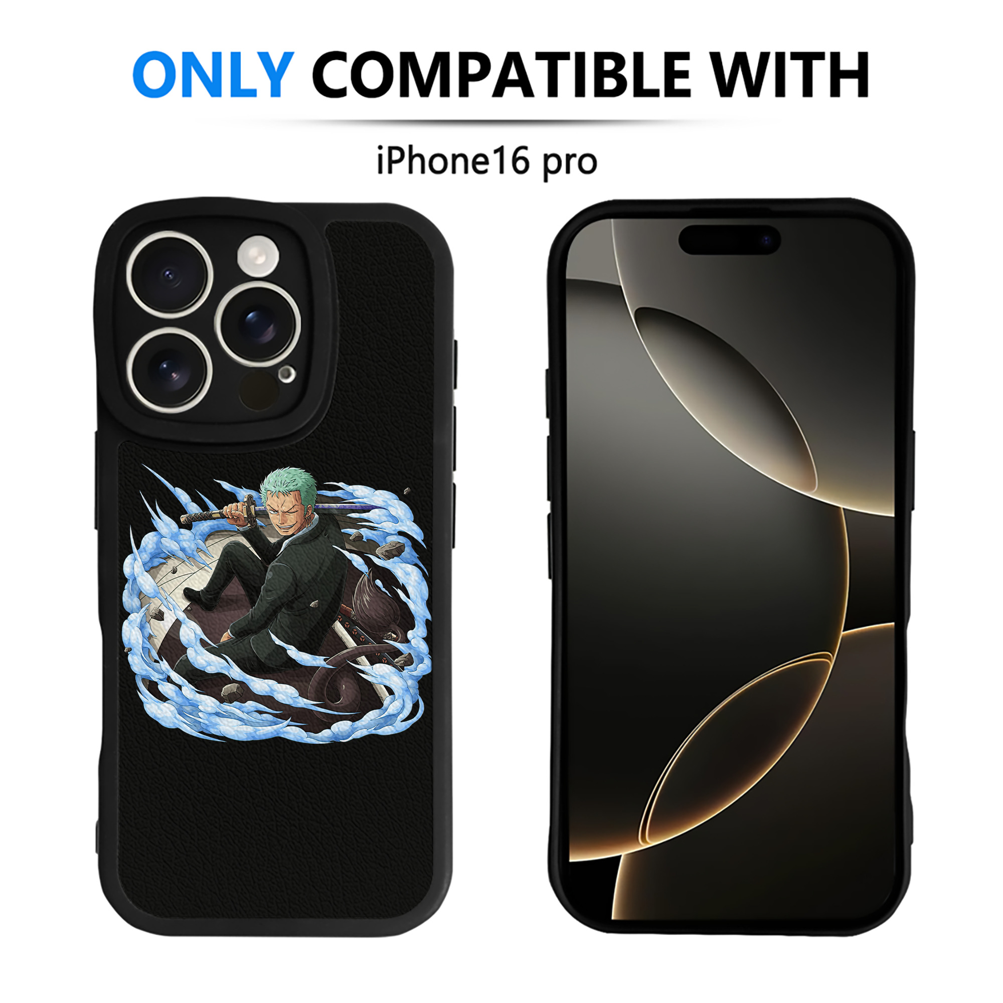 （画像用） ワンピース ロロノア・ゾロ ONE PIECE Roronoa Zoro 【iPhone 16シリーズ対応】シリコンスマホケース（レザー調） 材質：シリコン